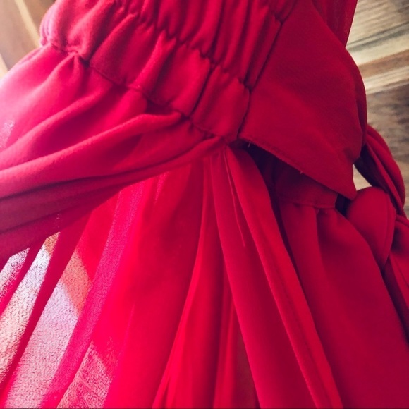 America & Beyond/RED/NWT/ woman’s/ Anya SheerScarlet Cinched waist Dress/ L / - Picture 6 of 16